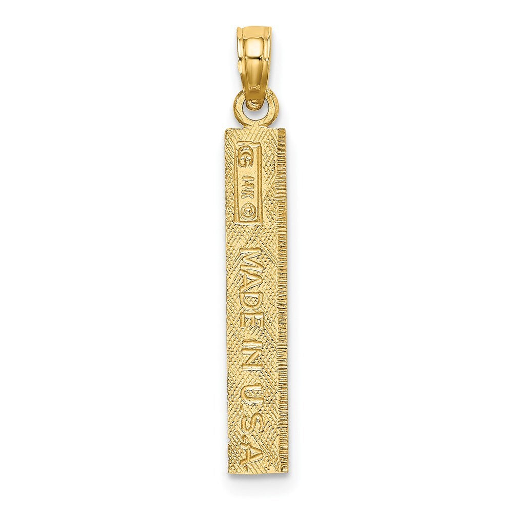 14k Yellow Gold Six Inch Ruler Charm Pendant for Women