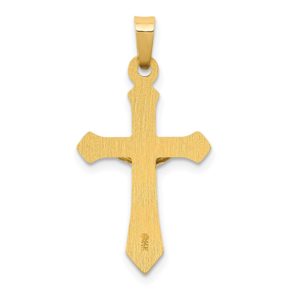 14k Two-tone Gold Polished INRI Crucifix Pendant for Women