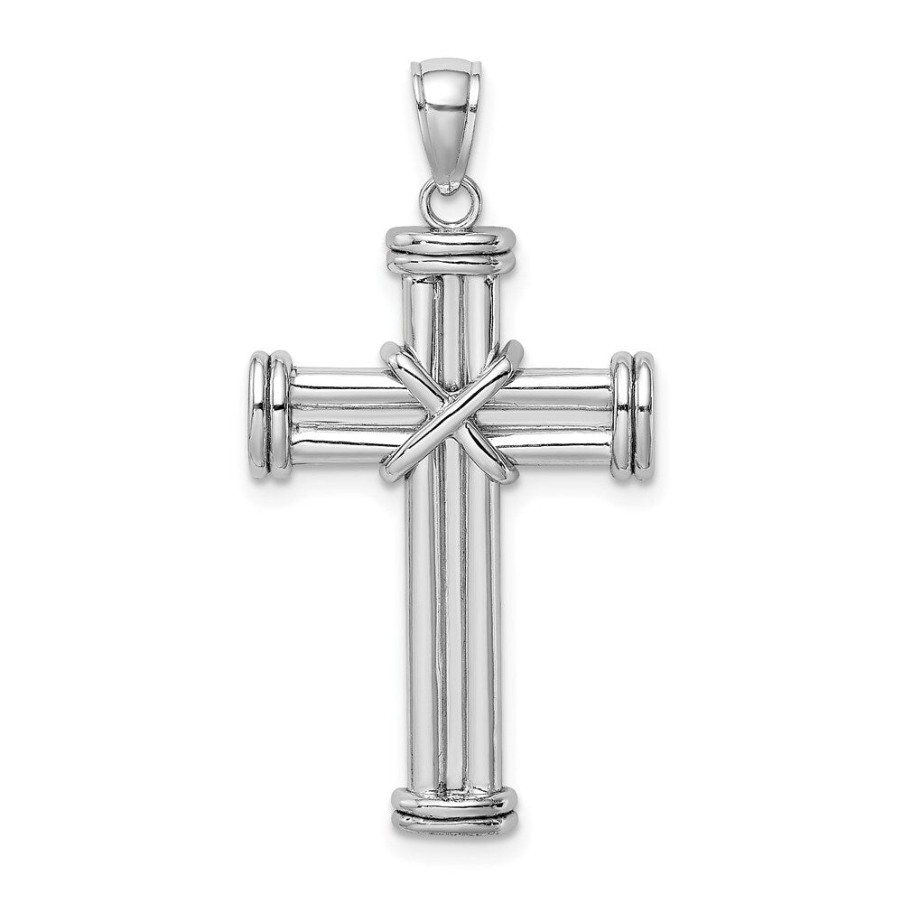 14k White Gold Polished Cross Pendant for Women