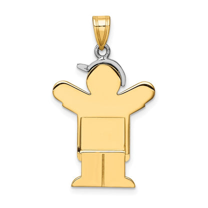 14k Two-Tone Gold Large Boy with Hat on Left Engravable Charm