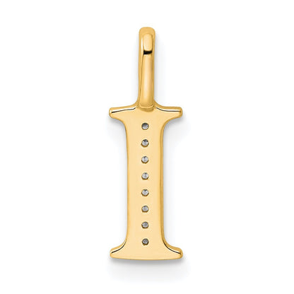 14k Yellow Gold Diamond Letter I Initial Pendant