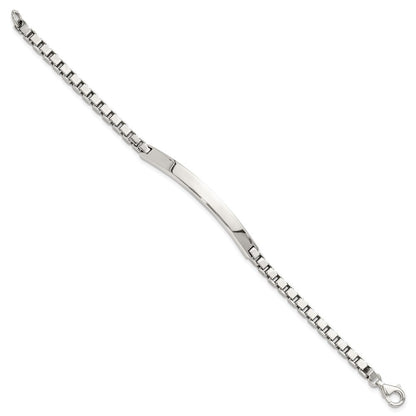Sterling Silver Polished Box Chain Bracelet ID Bracelet
