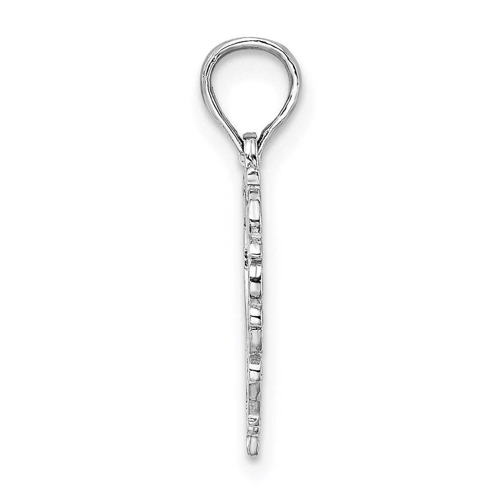 14K White Gold Heart with Lace Border Charm