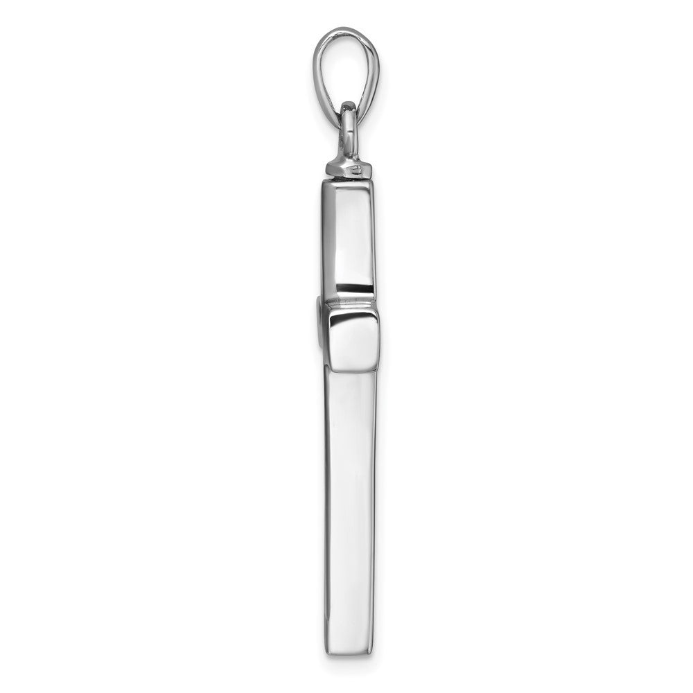 Sterling Silver Polished Latin Cross with Enameled Heart Ash Holder Pendant