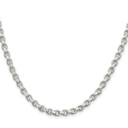 Sterling Silver Rhodium-plated 4mm Diamond-cut Rolo Chain Necklace