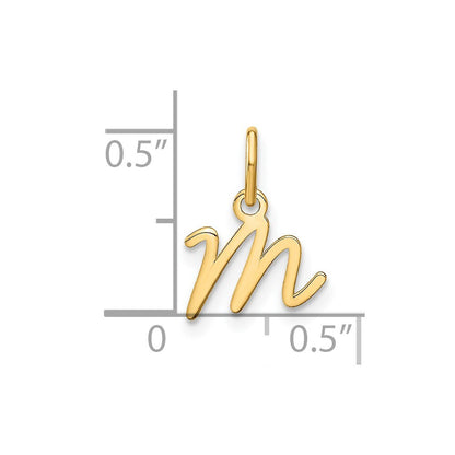 14k Yellow Gold Upper case Letter M Initial Charm Pendant for Women
