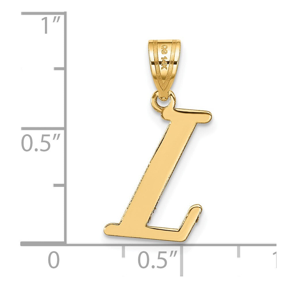 14k Yellow Gold Polished Letter L Initial Pendant for Women