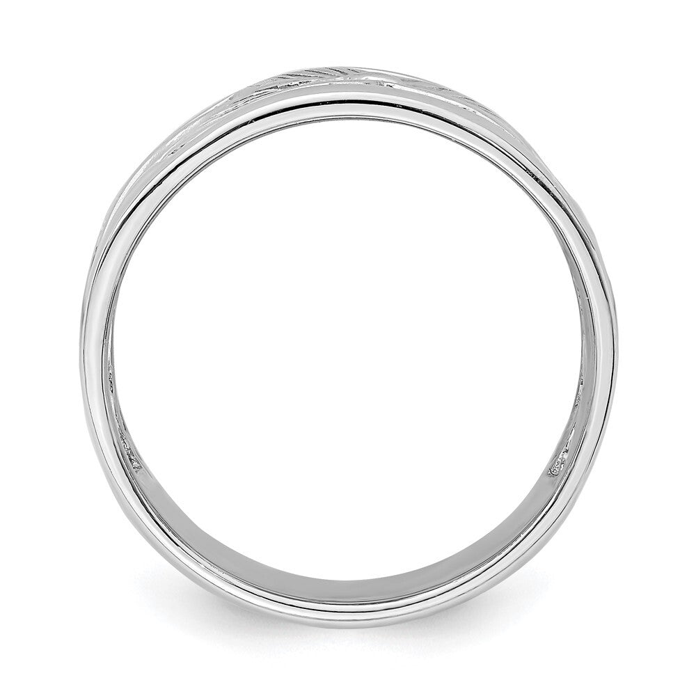 Sterling Silver Rhodium-plated Flower Ring Size 6