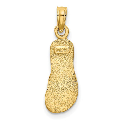 14k Yellow Gold Single Polished Strap Flip-Flop Charm Pendant for Women