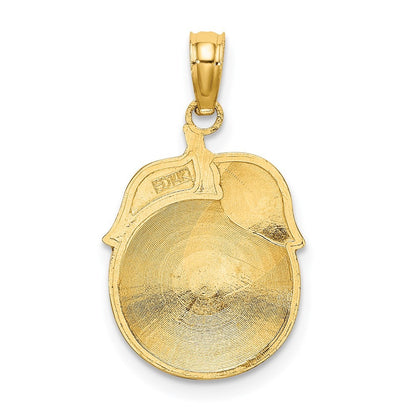 14k Yellow Gold Enamel Orange W/Stem and Leaf Charm