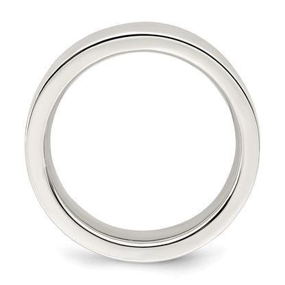 Sterling Silver 6mm Comfort Fit Flat Size 13.5 Band Ring