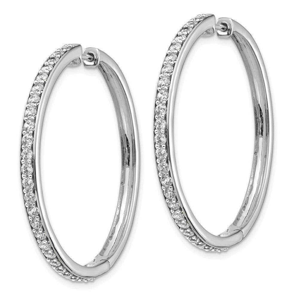 14k White Gold Diamond Hinged Hoop Earrings