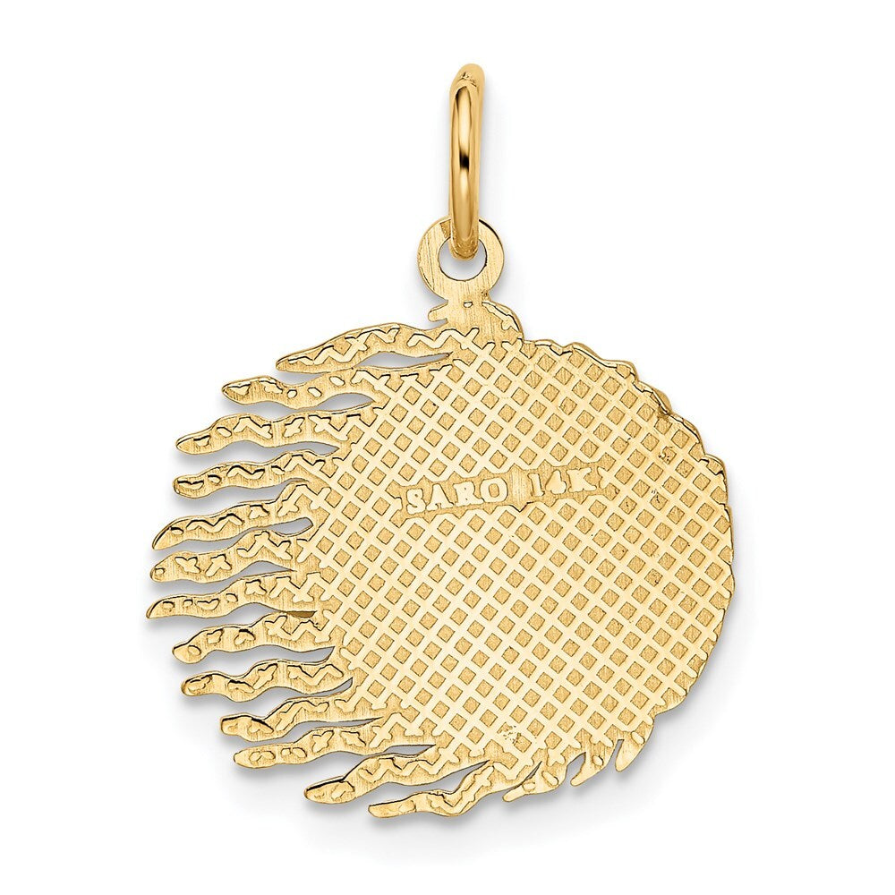 14k Yellow Gold Flaming Sun Charm Pendant for Women