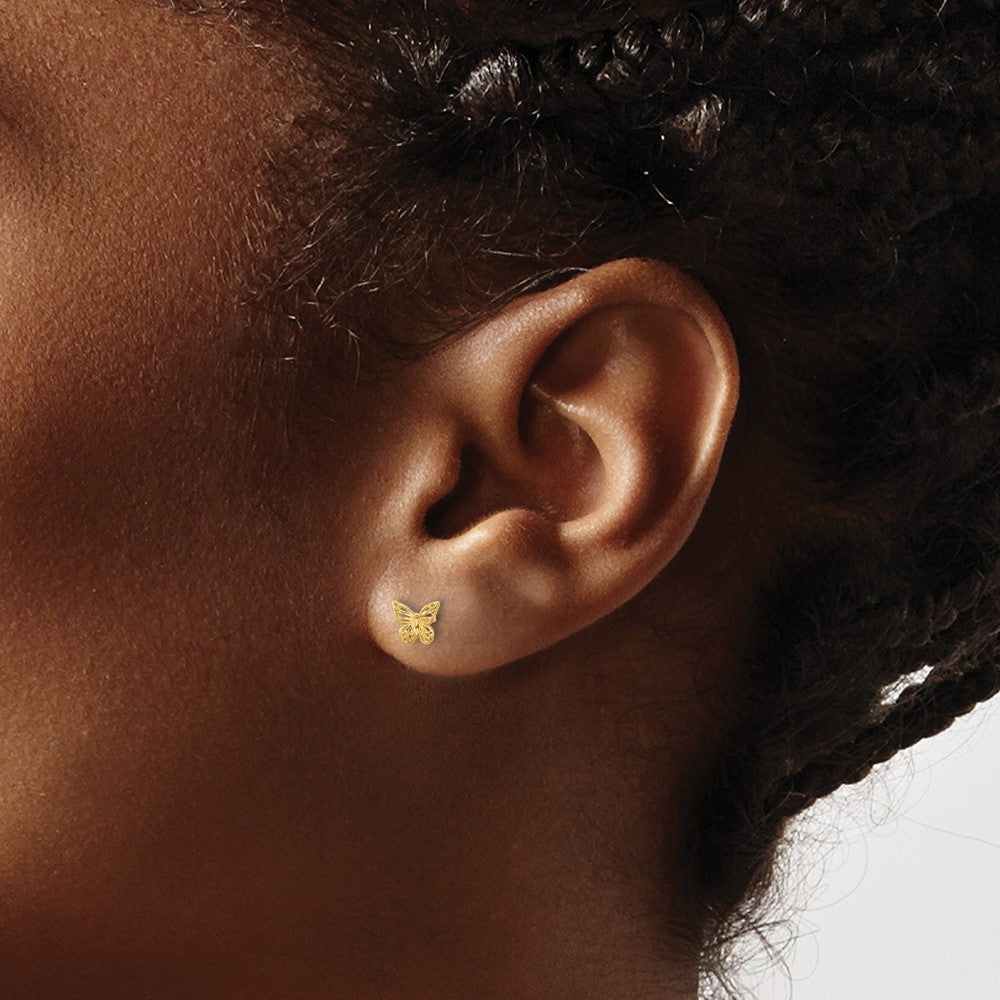 14k Yellow Gold Polished Butterfly Earrings