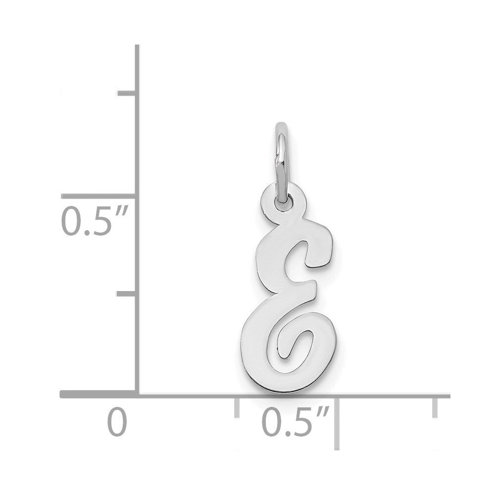14k White Gold Small Script Letter E Initial Charm Pendant for Women