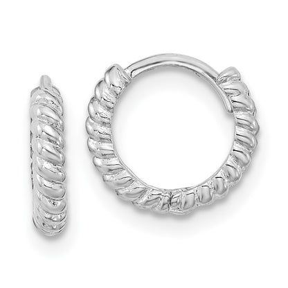 14K White Gold Polished Hoop Earrings Gift for Women