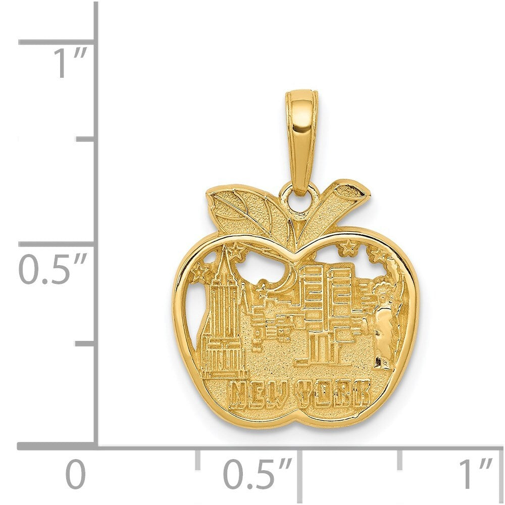 14k Yellow Gold NEW YORK City Skyline in Apple Pendant for Women