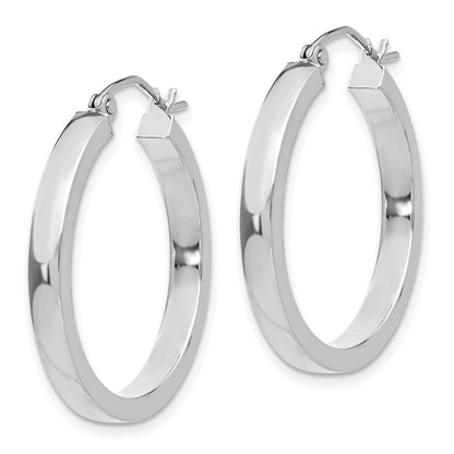 14k White Gold 2x3mm Rectangle Tube Hoop Gift for Women