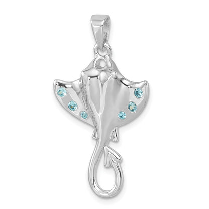 Sterling Silver Rhodium-plated Polished Cubic Zirconia Sting Ray Pendant