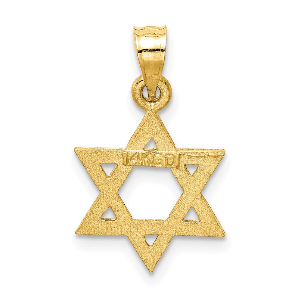 14k Yellow Gold Solid Satin Star of David Charm Pendant for Women