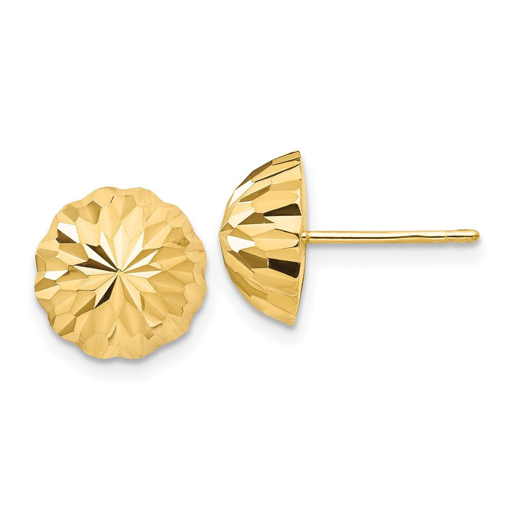 14k Yellow Gold Gold Diamond-cut 10mm Domed Stud Earrings