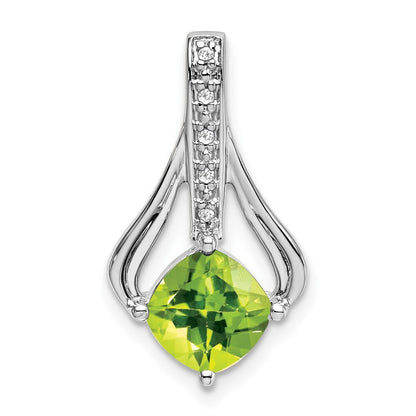14k White Gold Peridot and Diamond Pendant for Women