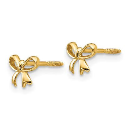 14k Yellow Gold Bow Earrings