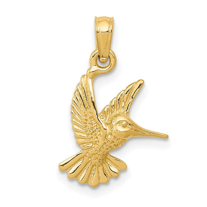 14k Yellow Gold Hummingbird Pendant for Women