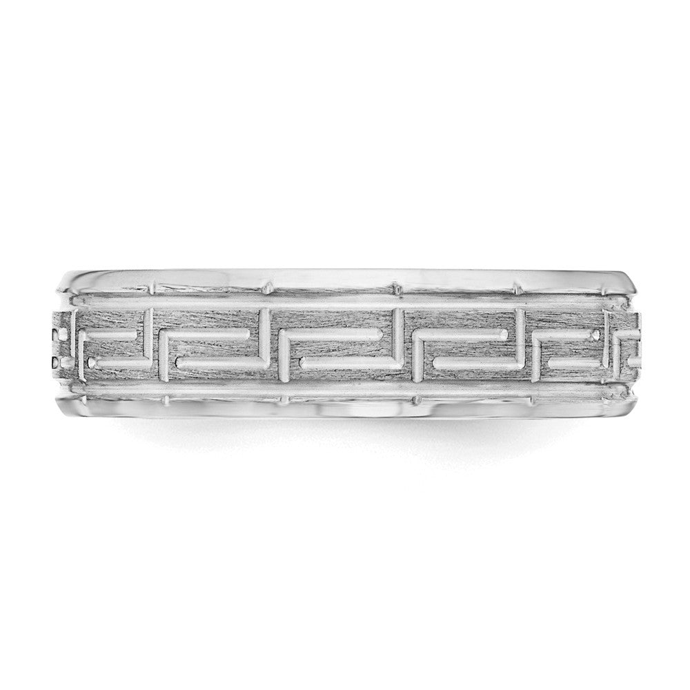 Sterling Silver Rhodium-plated 6mm Brushed Fancy Band Ring Size 13