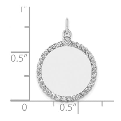 Sterling Silver Engraveable Round with Rope Polished Front/Satin Back Disc