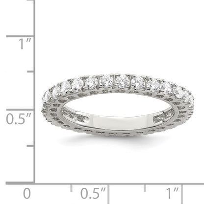 Sterling Silver Rhodium-plated Cubic Zirconia Anniversary Band Size 7