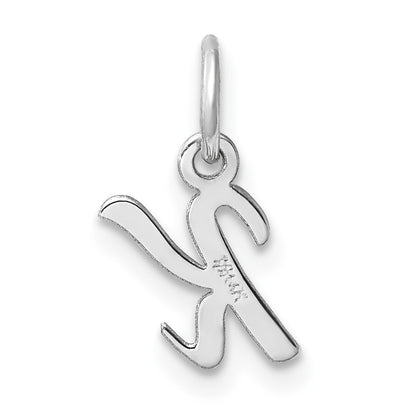 14k White Gold Small Script Letter K Initial Charm Pendant