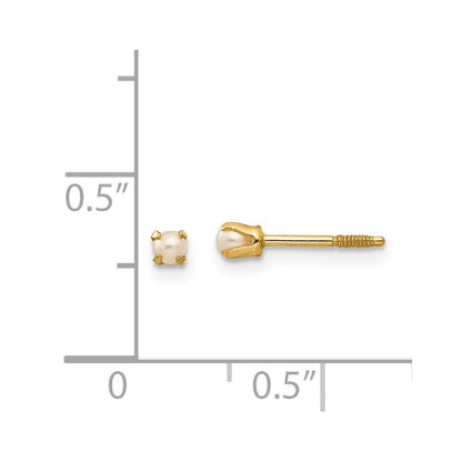 14k Yellow Gold Baby FW Cultured Pearl Stud Earrings Gift for Women