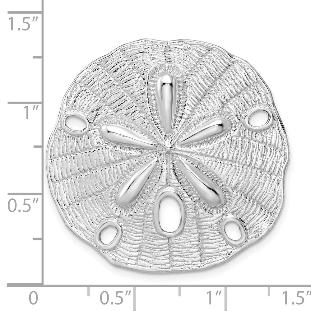 Sterling Silver Rhodium-Plated Polished and Textured Large Sand Dollar Slide