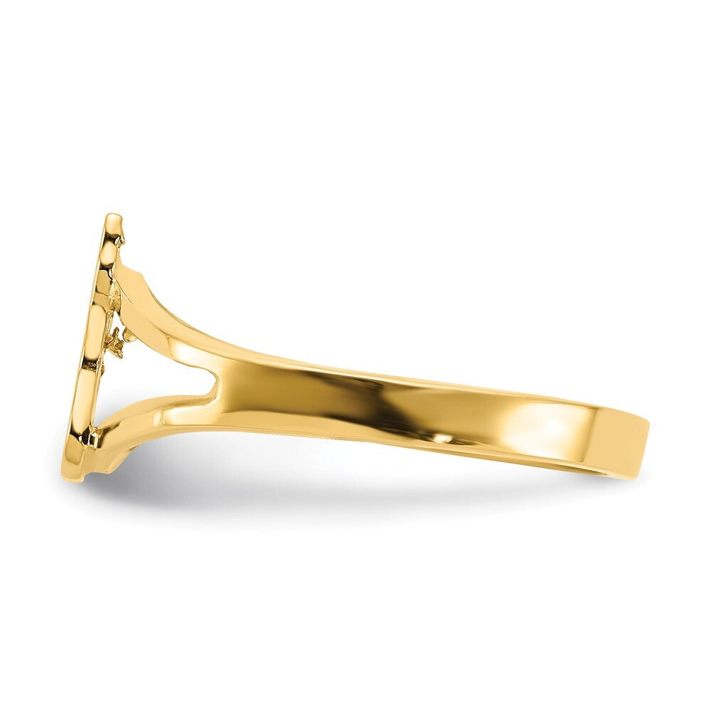 14K Yellow Gold Polished Cat Ring Size 7