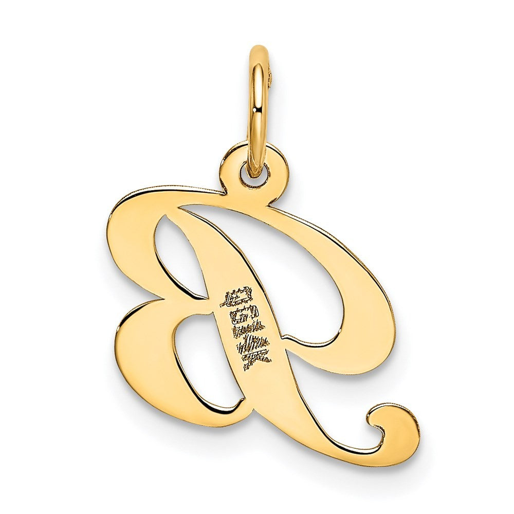 14k Yellow Gold Small Fancy Script Letter B Initial Charm