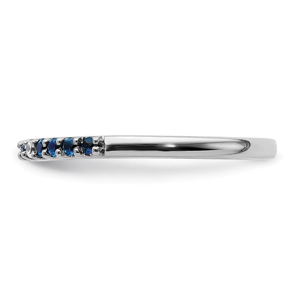 14k White Gold Diamond and Sapphire Band Size 7