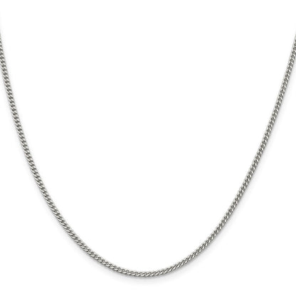 Sterling Silver Rhodium-plated 2mm Curb Chain Necklace