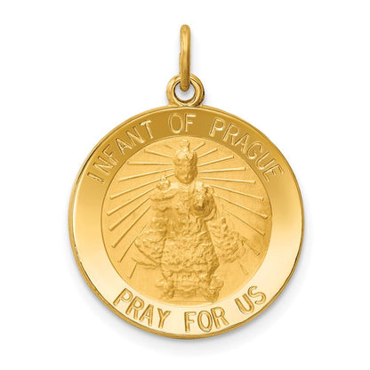 14k Yellow Gold Infant of Prague Medal Charm Pendant for Women
