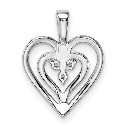 14k White Gold Polished Heart Diamond Pendant for Women