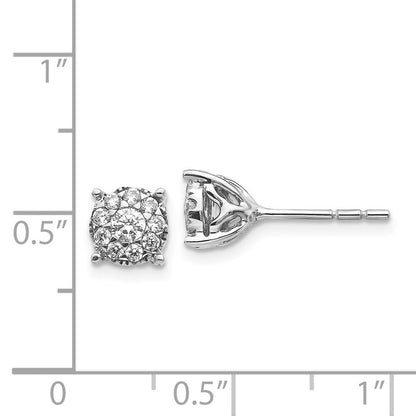 14k White Gold Diamond Cluster Stud Earrings
