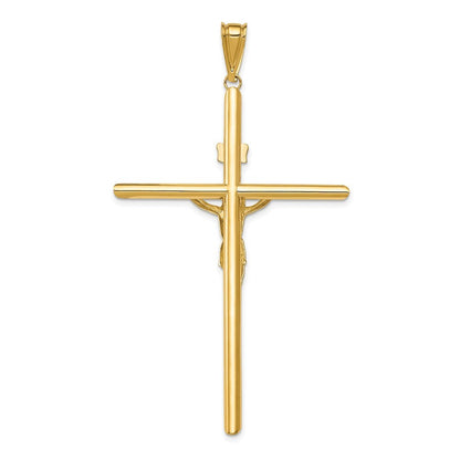 14k Two-tone Gold Polished Jesus Crucifix Pendant for Women