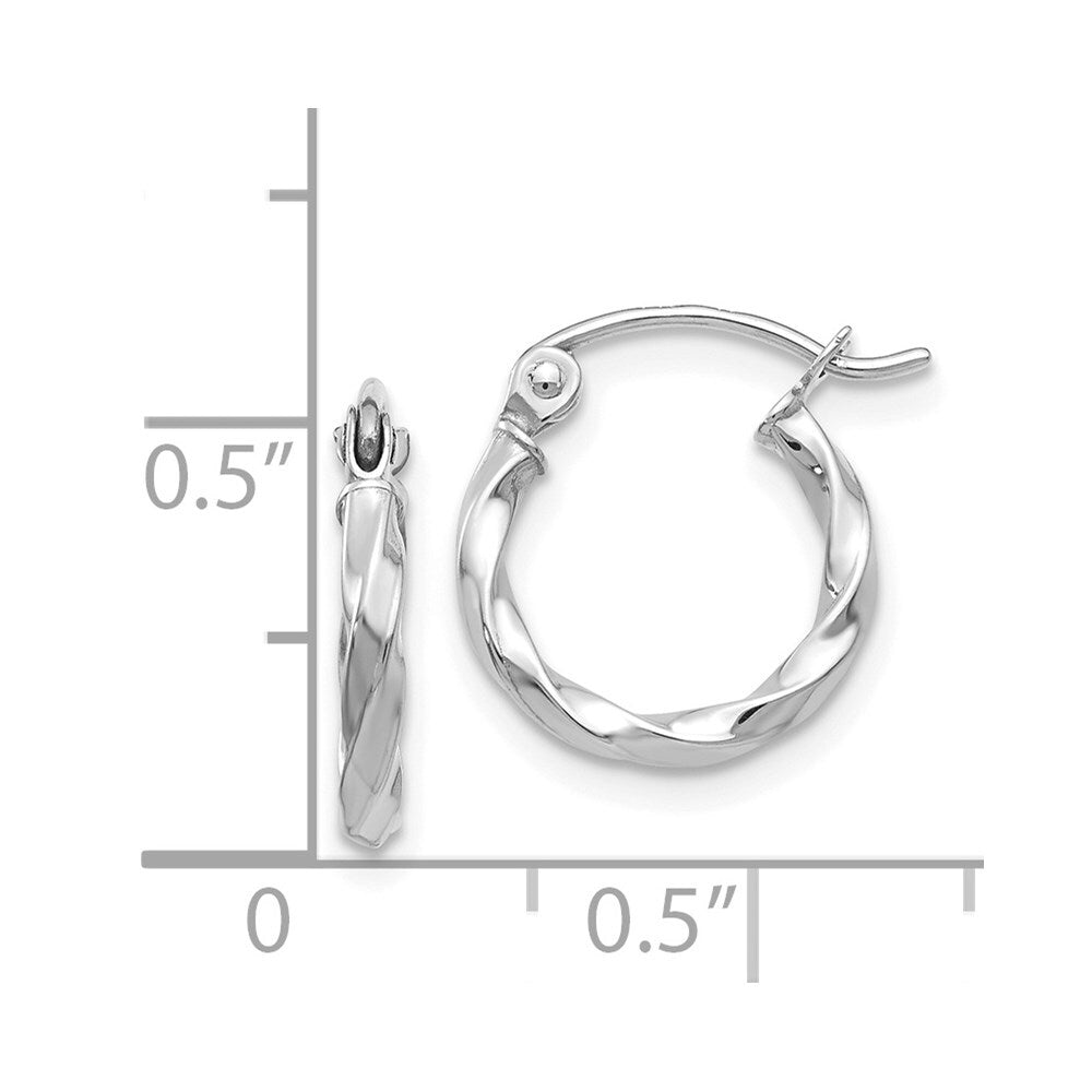 14k White Gold Twist Polished Hoop Earring Gift for Women