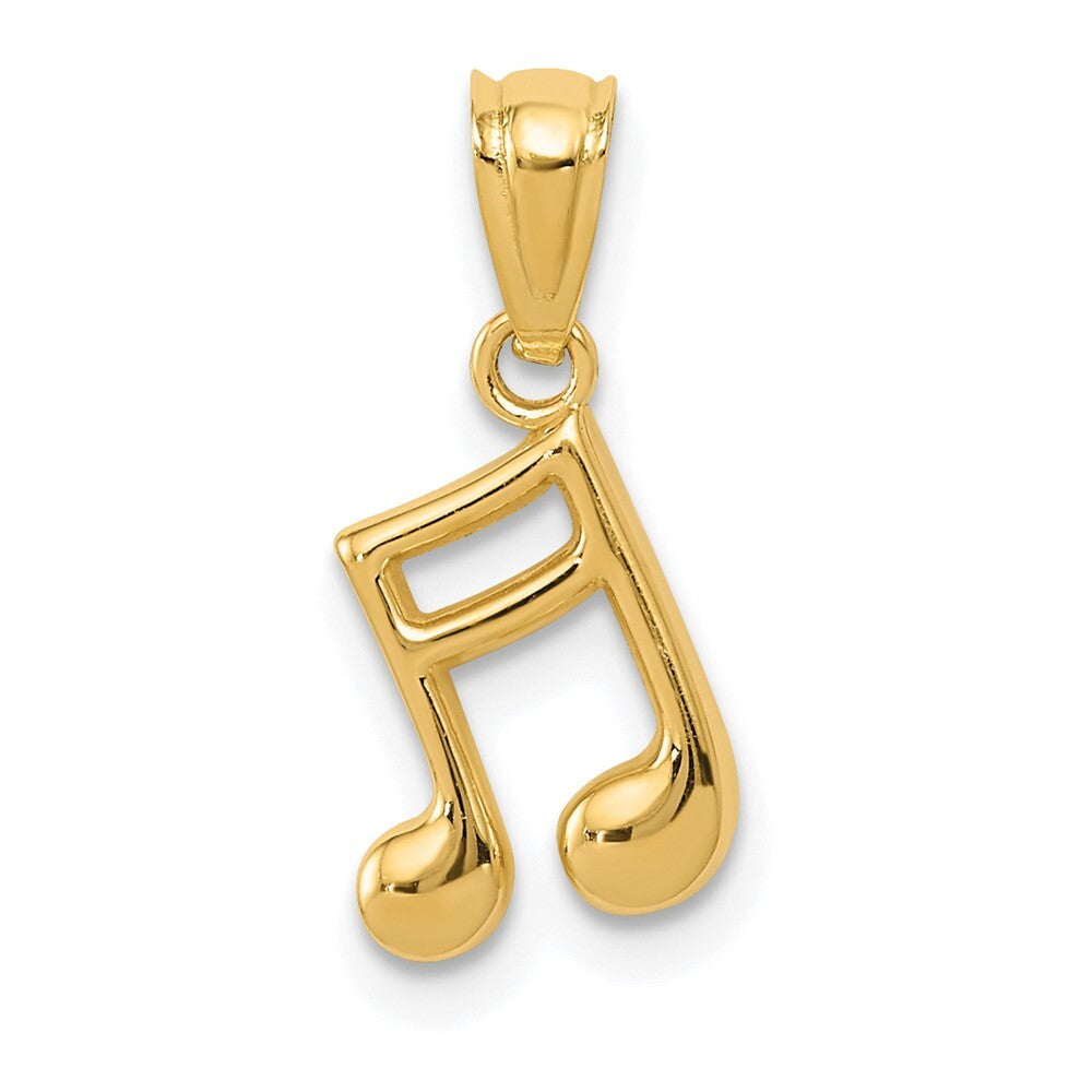 14k Yellow Gold Gold Polished Music Note Pendant for Women