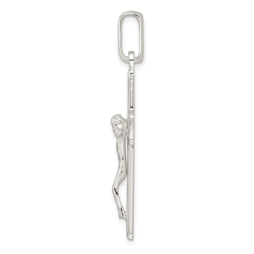 Sterling Silver Polished Side Lines Crucifix Pendant