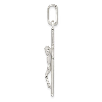 Sterling Silver Polished Side Lines Crucifix Pendant