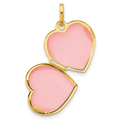 14k Yellow Gold Rose Rhodium 15mm FOREVER IN MY HEART Heart Locket Pendant
