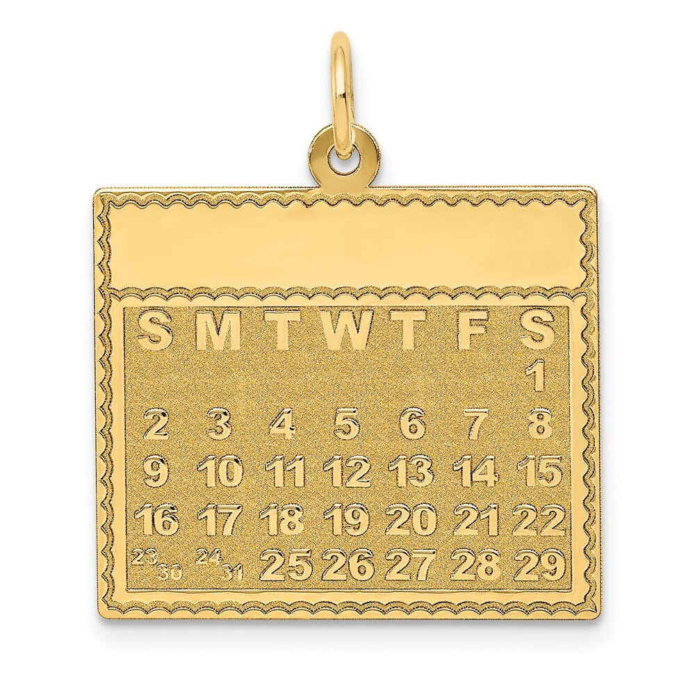 14k Yellow Gold Saturday the First Day Calendar Pendant for Women