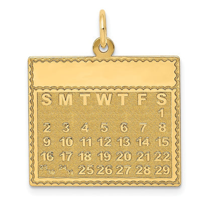 14k Yellow Gold Saturday the First Day Calendar Pendant for Women