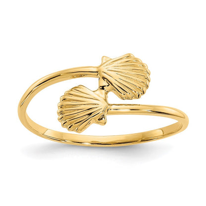14k Yellow Gold Polished Shells Ring